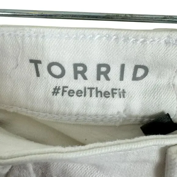 Torrid Cotton White Perfect Wide Leg Vintage Stretch Mid Rise Jeans Size 10T - Picture 10 of 13